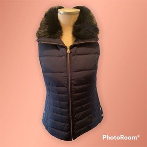 NWT Talbots Down Puffer vest with Faux fur